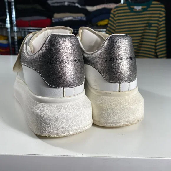 Alexander McQueen Oversized Double Strap White Leather Sneakers size EU 36 1/2 - Picture 4 of 12